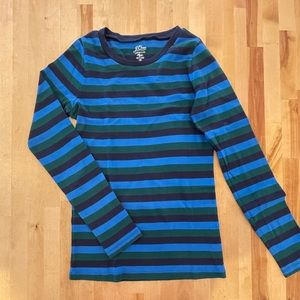 J. Crew Slim perfect long-sleeve T-shirt - blue and green stripes (M)